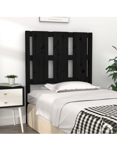 Testiera per Letto Nera 80,5x4x100 cm in Legno Massello di Pino