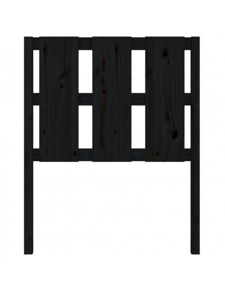 Testiera per Letto Nera 80,5x4x100 cm in Legno Massello di Pino
