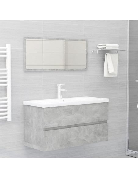 Mobile con Lavabo Integrato Grigio Cemento in Legno Multistrato