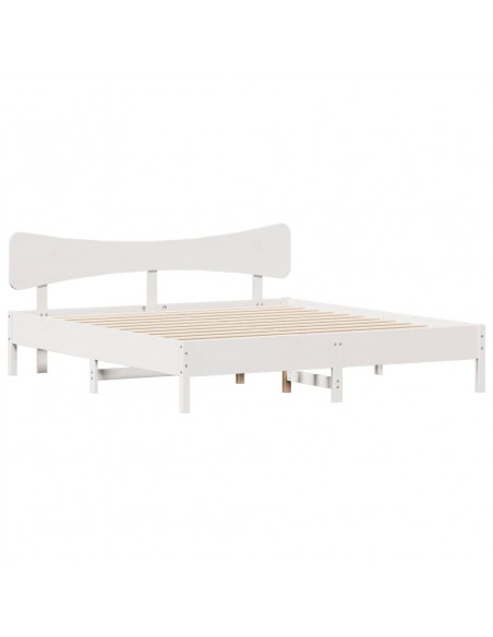 Giroletto senza Materasso Bianco 200x200 cm Legno Massello Pino