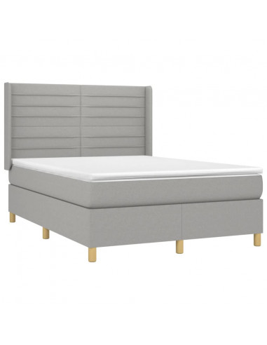 Letto a Molle Materasso e LED Grigio Chiaro 140x190 cm Tessuto