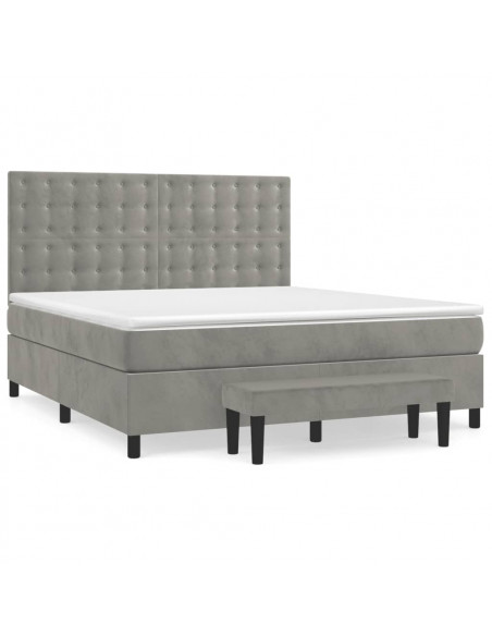 Giroletto a Molle con Materasso Grigio Chiaro 180x200cm Velluto