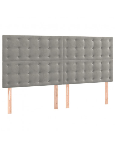 Giroletto a Molle con Materasso Grigio Chiaro 180x200cm Velluto