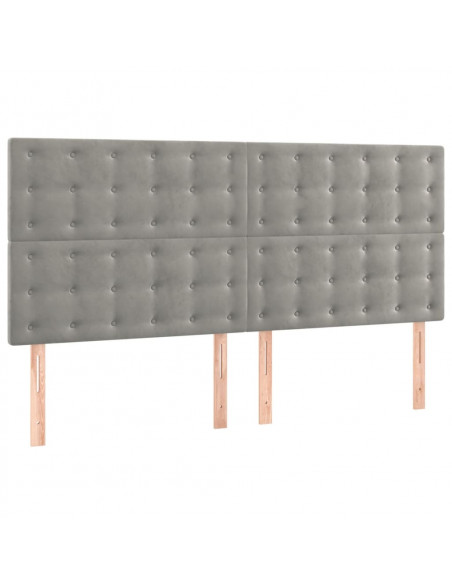 Giroletto a Molle con Materasso Grigio Chiaro 180x200cm Velluto