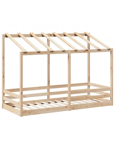 Letto per Bambini con Tetto 90x190 cm in Legno Massello di Pino