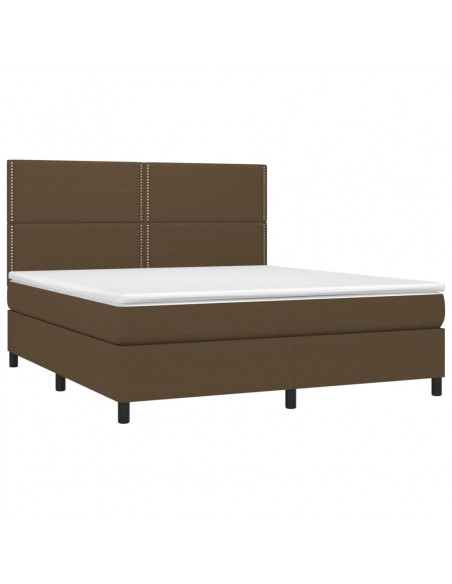 Giroletto a Molle con Materasso Marrone Scuro 180x200cm Tessuto