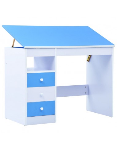 Scrivania da Disegno per Bambini Inclinabile Blu e Bianca