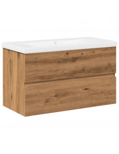 Mobile Bagno Lavabo Integrato Rovere Artigianale 81x39,5x49 cm 2