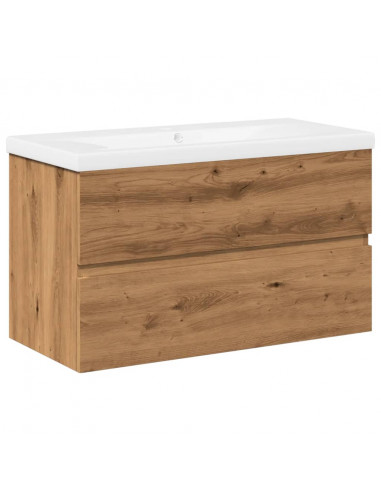 Mobile Bagno Lavabo Integrato Rovere Artigianale 81x39,5x49 cm