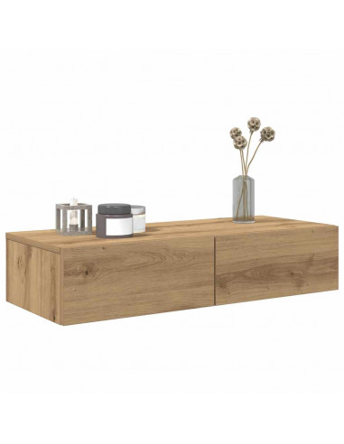 Scaffale a Parete con Cassetti Rovere 80x33x17 cm in Truciolato