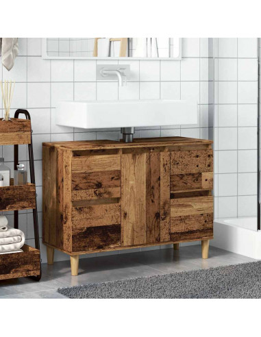 Mobile Lavabo Legno Antico 80x33x60 cm in Legno Multistrato