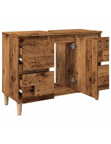 Mobile Lavabo Legno Antico 80x33x60 cm in Legno Multistrato