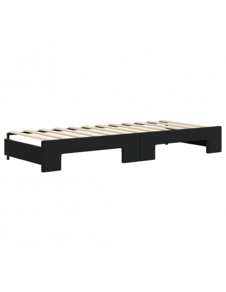 Divano Letto Estraibile con Cassetti Nero 80x200 cm in Velluto