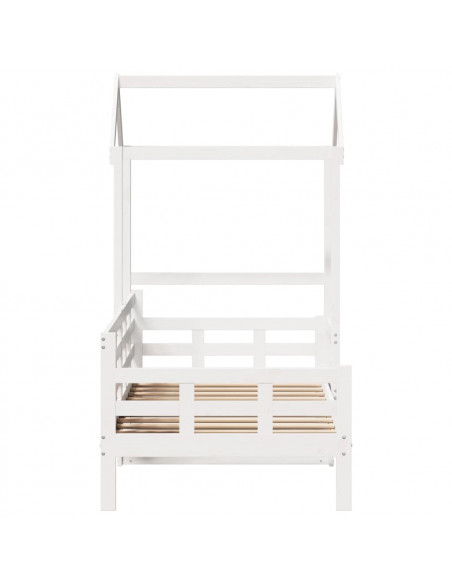 Dormeuse con Tetto 90x200 cm Bianco in Legno Massello di Pino