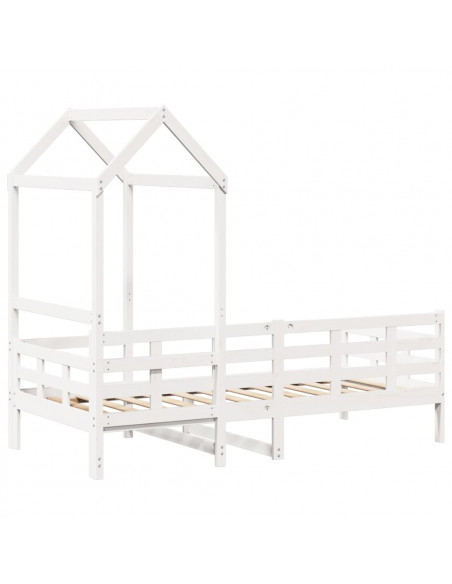 Dormeuse con Tetto 90x200 cm Bianco in Legno Massello di Pino