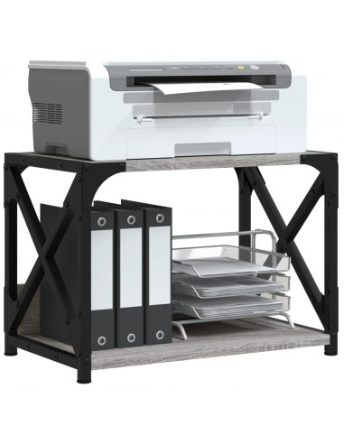 Supporto Stampante 2 Piani Grigio Sonoma 44x26x31,5 Multistrato