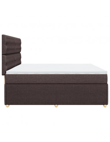 Giroletto a Molle con Materasso Marrone Scuro 200x200cm Tessuto