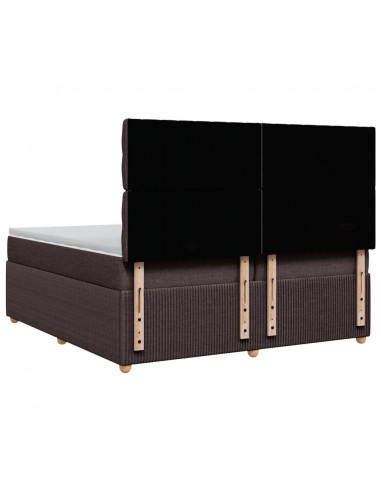 Giroletto a Molle con Materasso Marrone Scuro 200x200cm Tessuto