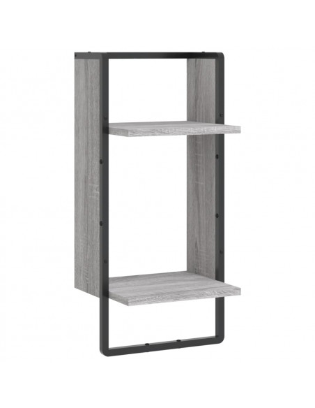 Mensola a Parete con Asta Grigio Sonoma 30x25x65 cm