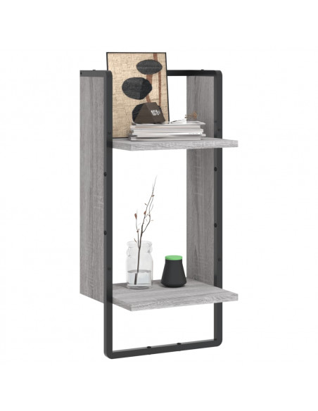 Mensola a Parete con Asta Grigio Sonoma 30x25x65 cm
