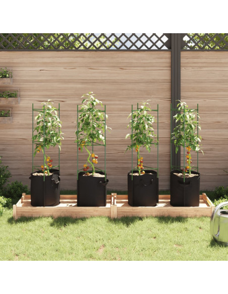 Sostegni Pomodori con Sacchetti Piante 4pz 116 cm Acciaio e PP