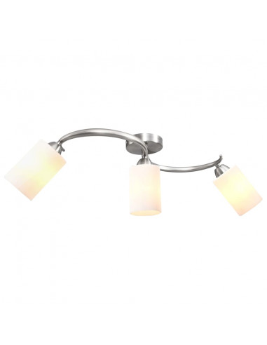 Lampadario Paralume in Ceramica a Cono Bianco 3 Lampadine E14