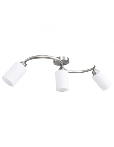 Lampadario Paralume in Ceramica a Cono Bianco 3 Lampadine E14