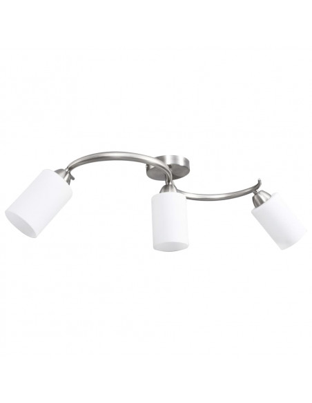 Lampadario Paralume in Ceramica a Cono Bianco 3 Lampadine E14