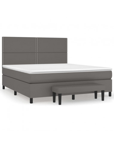 Giroletto a Molle con Materasso Grgio 180x200 cm in Similpelle