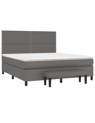 Giroletto a Molle con Materasso Grgio 180x200 cm in Similpelle