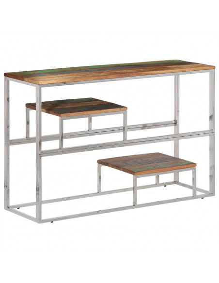 Tavolino Consolle Argento Acciaio Inox Legno Massello Recupero