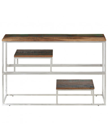 Tavolino Consolle Argento Acciaio Inox Legno Massello Recupero