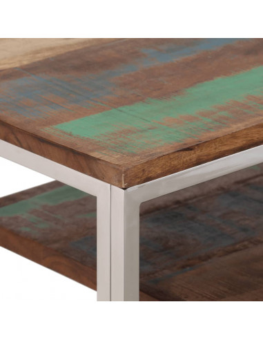 Tavolino Consolle Argento Acciaio Inox Legno Massello Recupero