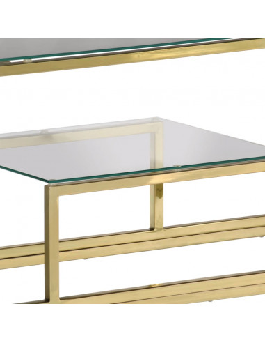 Tavolino Consolle Dorato Acciaio Inossidabile e Vetro Temperato