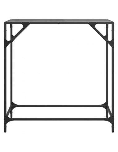 Tavolino Consolle con Piano in Vetro Nero 80x35x81cm in Acciaio