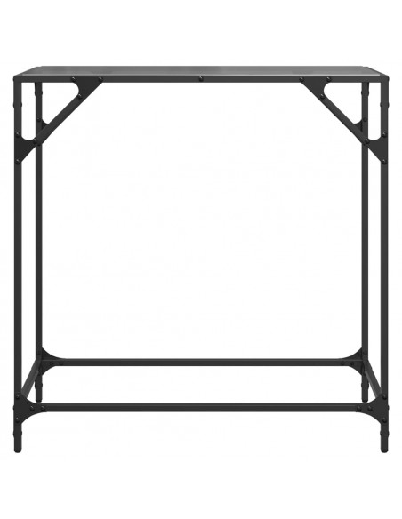 Tavolino Consolle con Piano in Vetro Nero 80x35x81cm in Acciaio