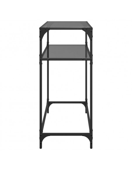 Tavolino Consolle con Piano in Vetro Nero 80x35x81cm in Acciaio