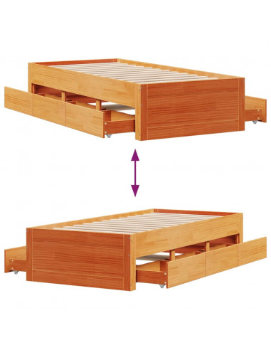 Giroletto senza Materasso con Cassetti Marrone Cera 90x200 cm