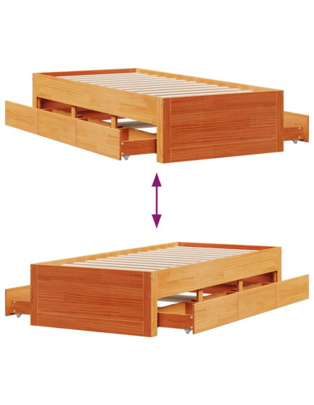 Giroletto senza Materasso con Cassetti Marrone Cera 90x200 cm