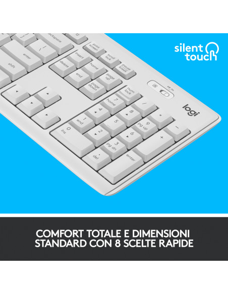 Logitech MK295 Kit Mouse e Tastiera Wireless – Tecnologia SilentTouch, Tastierino Numerico, Tasti Scelta Rapida, Tracciamento 