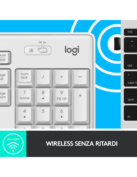 Logitech MK295 Kit Mouse e Tastiera Wireless – Tecnologia SilentTouch, Tastierino Numerico, Tasti Scelta Rapida, Tracciamento 