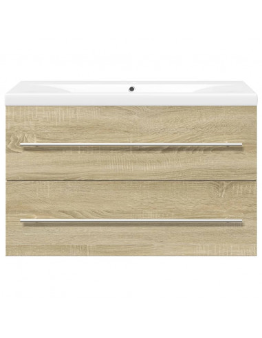 Set Mobili da Bagno 2 pz Rovere Sonoma in Legno Multistrato