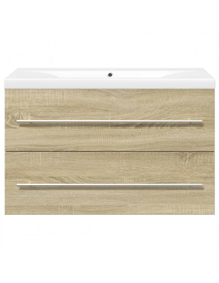 Set Mobili da Bagno 2 pz Rovere Sonoma in Legno Multistrato