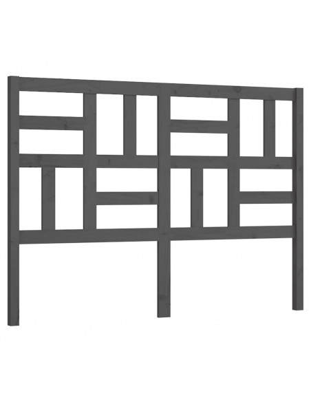 Testiera per Letto Grigia 126x4x104cm in Legno Massello di Pino