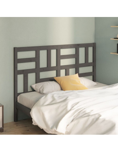 Testiera per Letto Grigia 126x4x104cm in Legno Massello di Pino