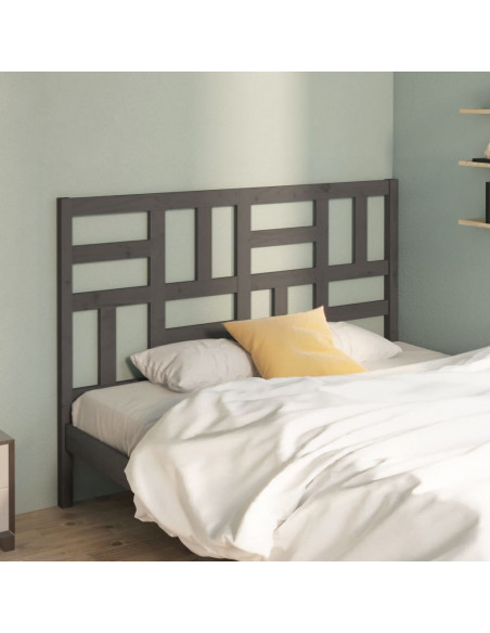 Testiera per Letto Grigia 126x4x104cm in Legno Massello di Pino