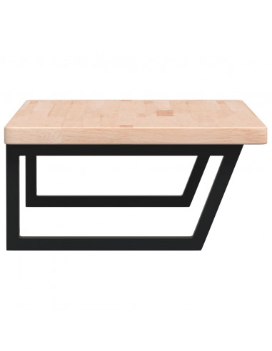 Ripiano a Parete per Lavabo in Acciaio e Massello di Rovere