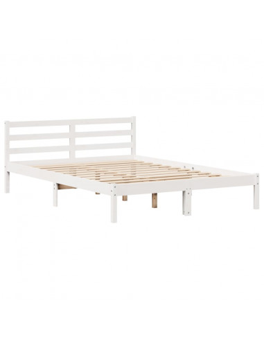 Letto senza Materasso Bianco 135x190 cm Legno Massello di Pino