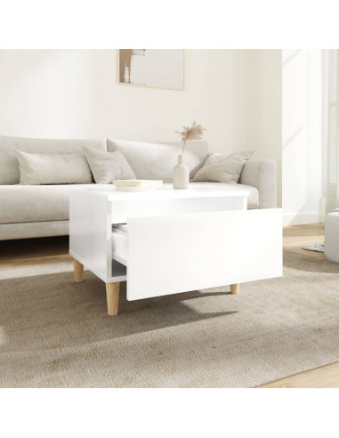 Tavolino Bianco Lucido 50x46x35 cm in Legno Multistrato