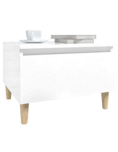 Tavolino Bianco Lucido 50x46x35 cm in Legno Multistrato